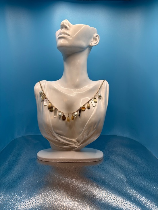 a new day Jewelry - a new day Gold Multi-Charm Drop Necklace with Pearlescent Accents